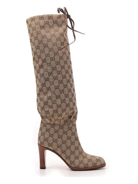 gucci beige cowboy boots|gucci print thigh high boots.